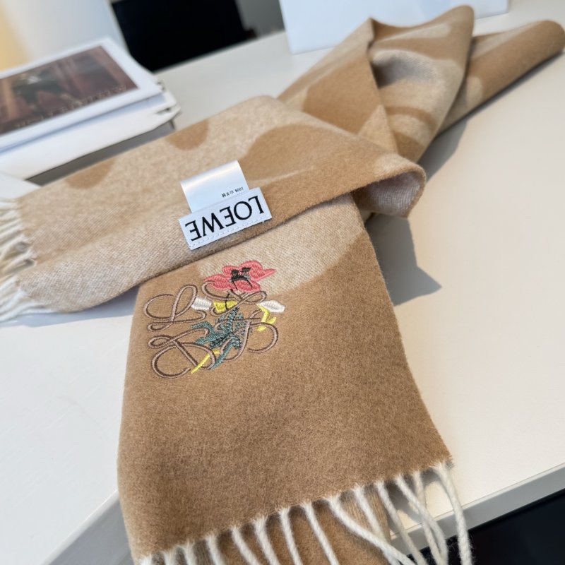Loewe Anagram Reversible Cashmere Scarf Beige Taupe view