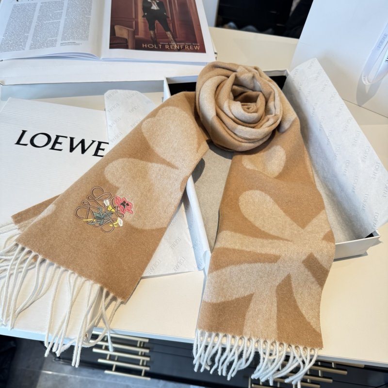 Loewe Anagram Reversible Cashmere Scarf Beige Taupe view