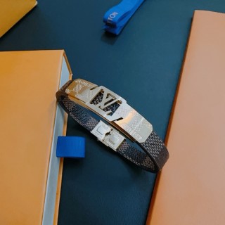 Louis Vuitton Damier Leather Bracelet – Two-Tone Brown & Silver view 3