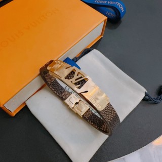 Louis Vuitton Damier Leather Bracelet – Two-Tone Brown & Silver view 4