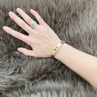 Louis Vuitton Damier Leather Bracelet – Two-Tone Brown & Silver view 5