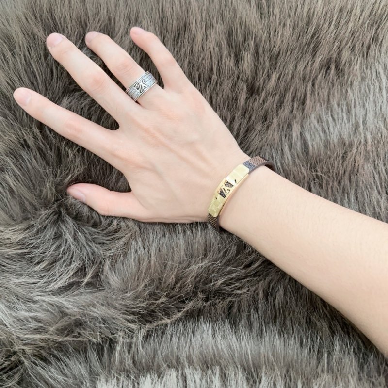 Louis Vuitton Damier Leather Bracelet – Two-Tone Brown & Silver view