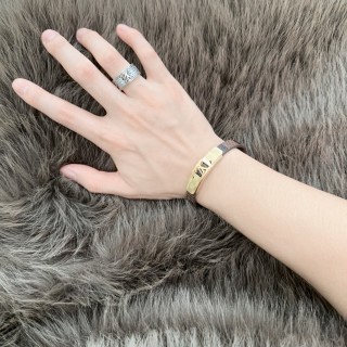 Louis Vuitton Damier Leather Bracelet – Two-Tone Brown & Silver view 9