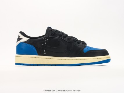 Jordan Air Jordan 1 Low Fragment Travis Scott Black Blue Cream view 2