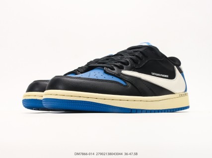 Jordan Air Jordan 1 Low Fragment Travis Scott Black Blue Cream view 5