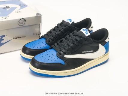 Jordan Air Jordan 1 Low Fragment Travis Scott Black Blue Cream view 9