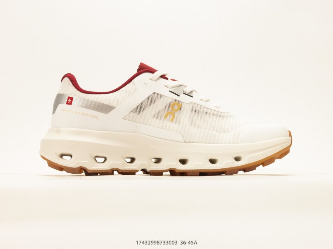 On Cloudmonster 2 Cream Burgundy Low Top Running Shoe view