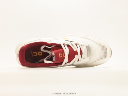 On Cloudmonster 2 Cream Burgundy Low Top Running Shoe view 3