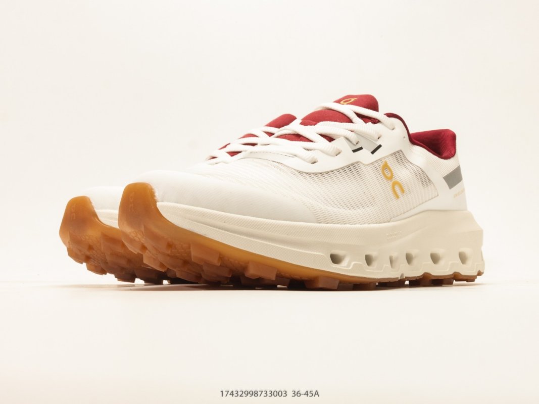 On Cloudmonster 2 Cream Burgundy Low Top Running Shoe view