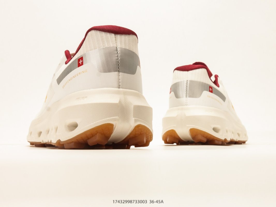 On Cloudmonster 2 Cream Burgundy Low Top Running Shoe view