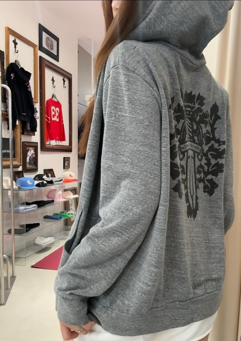 Chrome Hearts Gray Gothic Cross Hoodie Rep