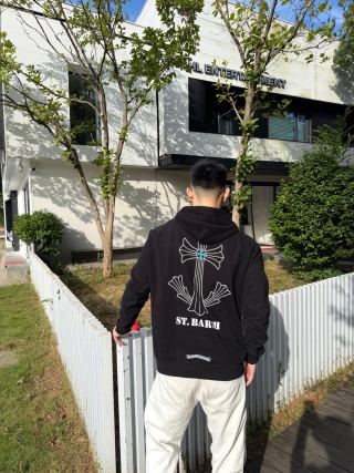 St. Barth Cross Graphic Black Hoodie view 7