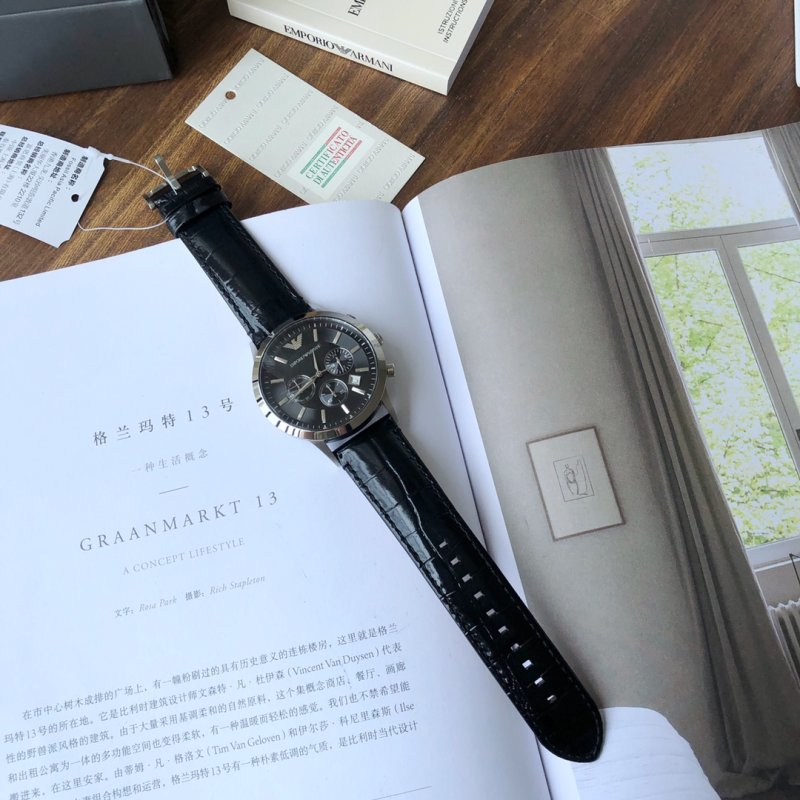 Armani AR2447 Classic Business Chronograph Black Dial Watch view