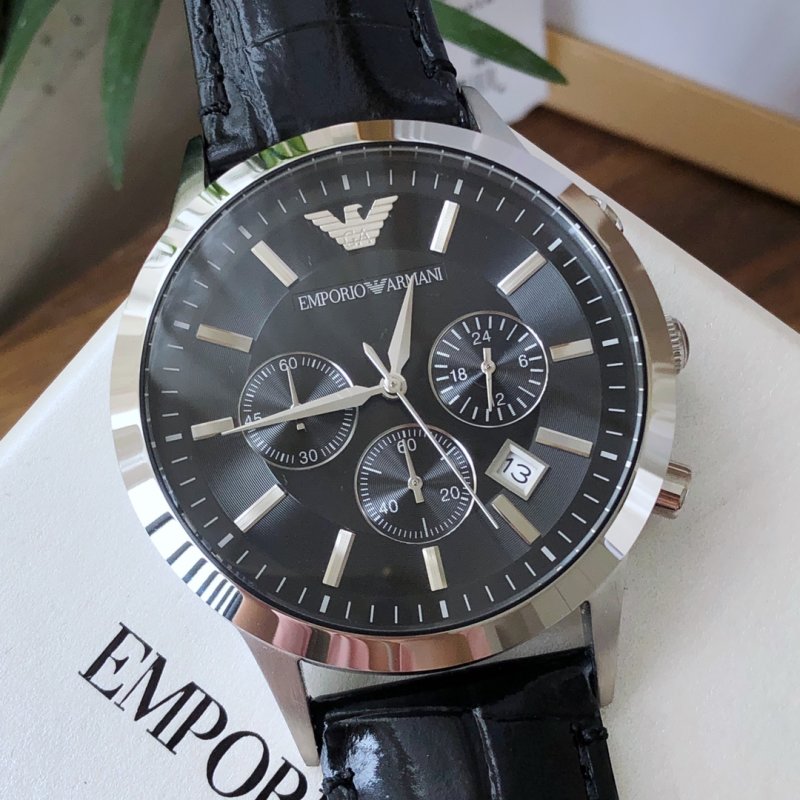 Armani AR2447 Classic Business Chronograph Black Dial Watch view