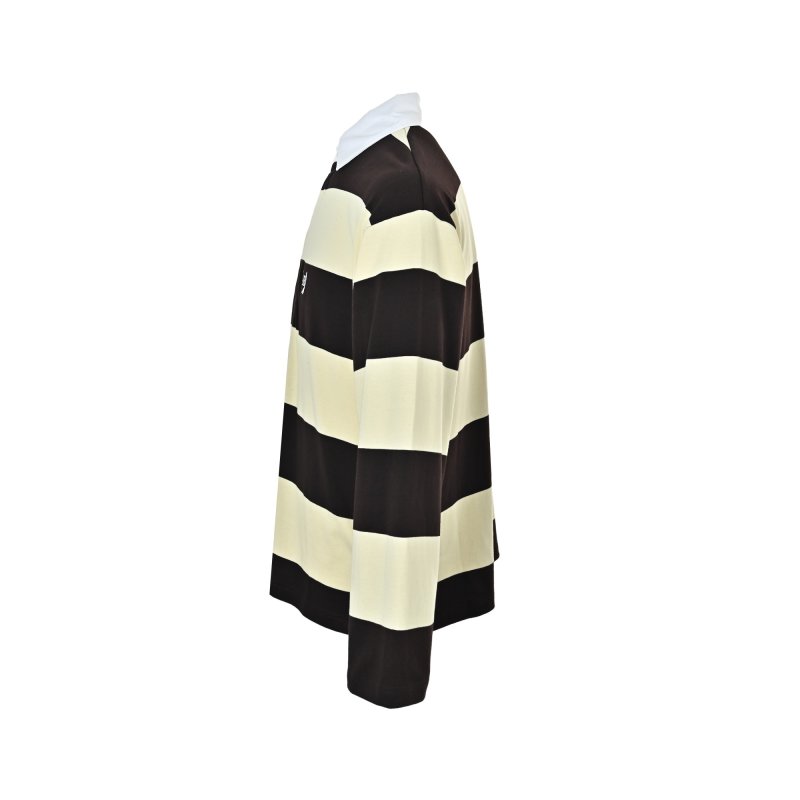 Balenciaga Wheat Double B Stripe Long Sleeve Polo Cream Black view