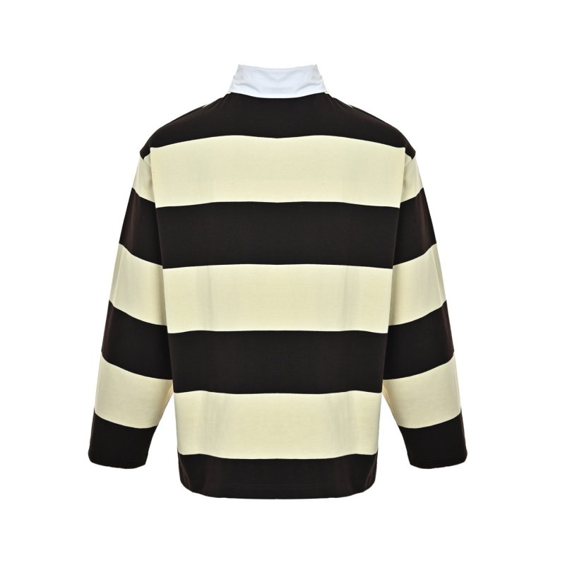 Balenciaga Wheat Double B Stripe Long Sleeve Polo Cream Black view