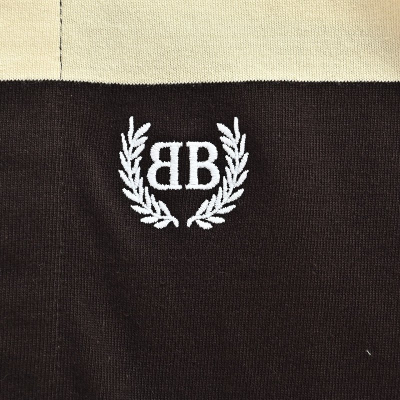 Balenciaga Wheat Double B Stripe Long Sleeve Polo Cream Black view