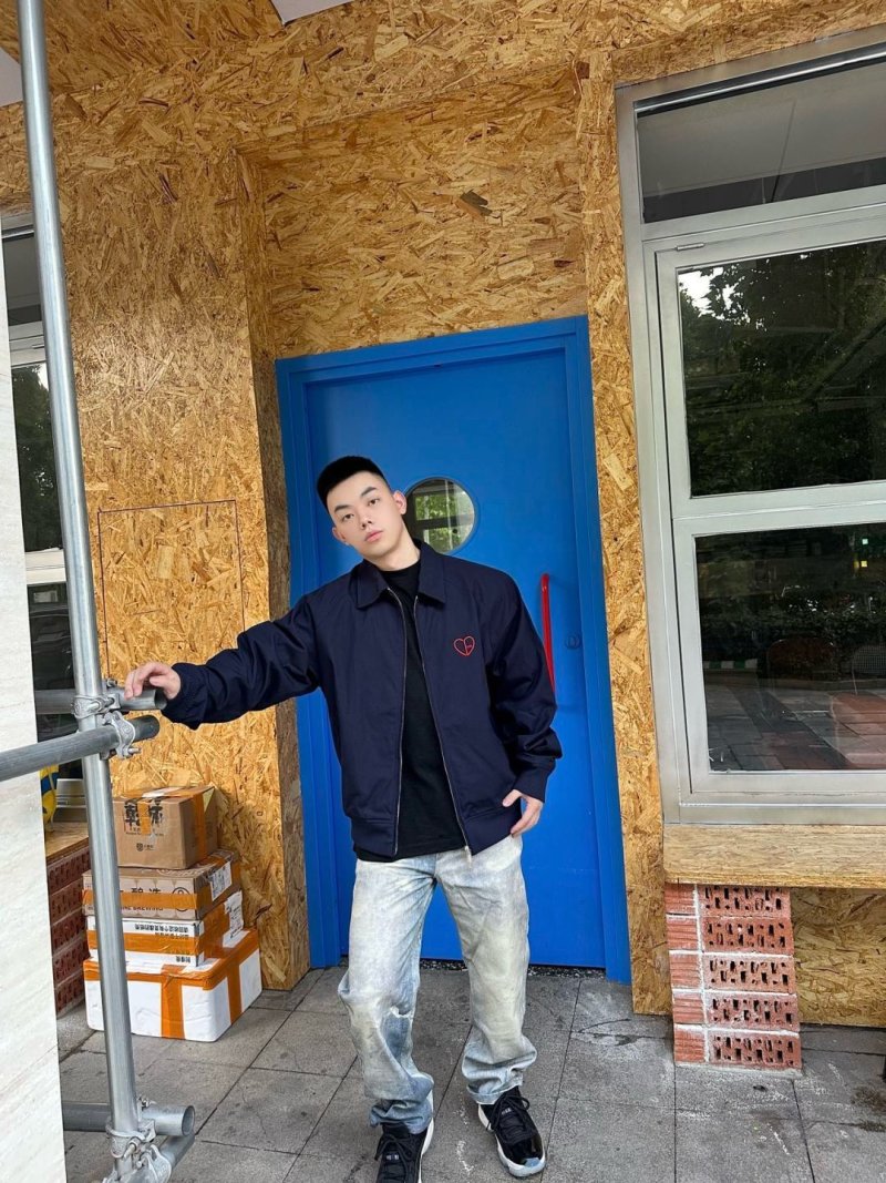Carhartt Detroit Jacket Navy Red Heart Logo view