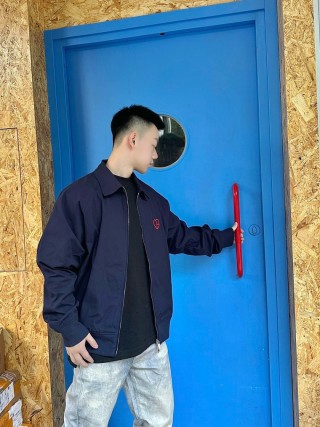 Carhartt Detroit Jacket Navy Red Heart Logo view 4