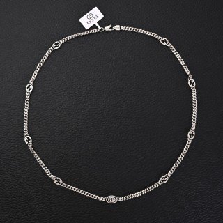 Gucci Double G Interlocking Silver Chain Necklace 68cm