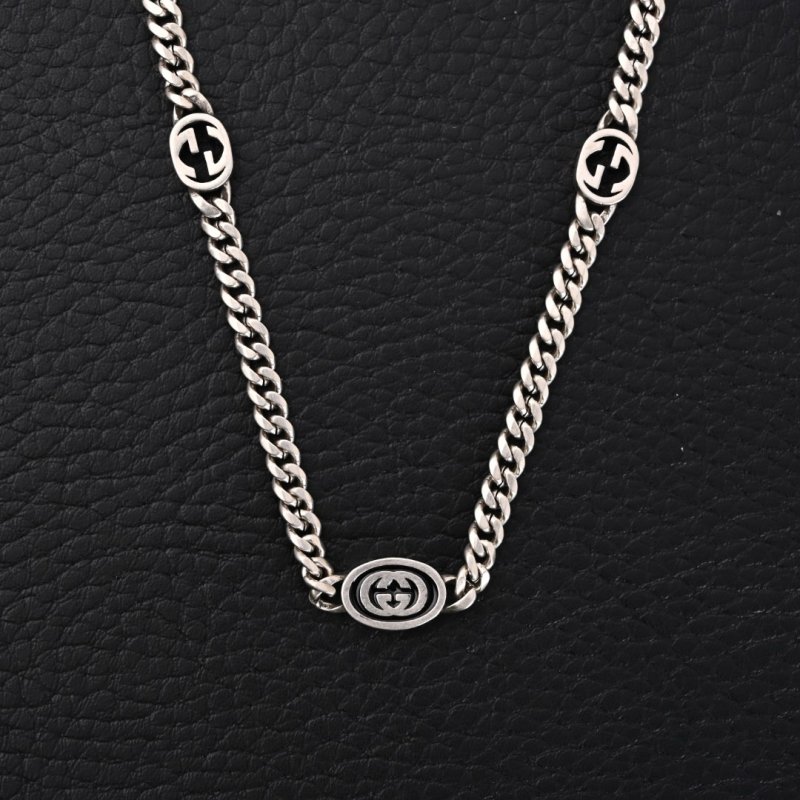Gucci Double G Interlocking Silver Chain Necklace 68cm view