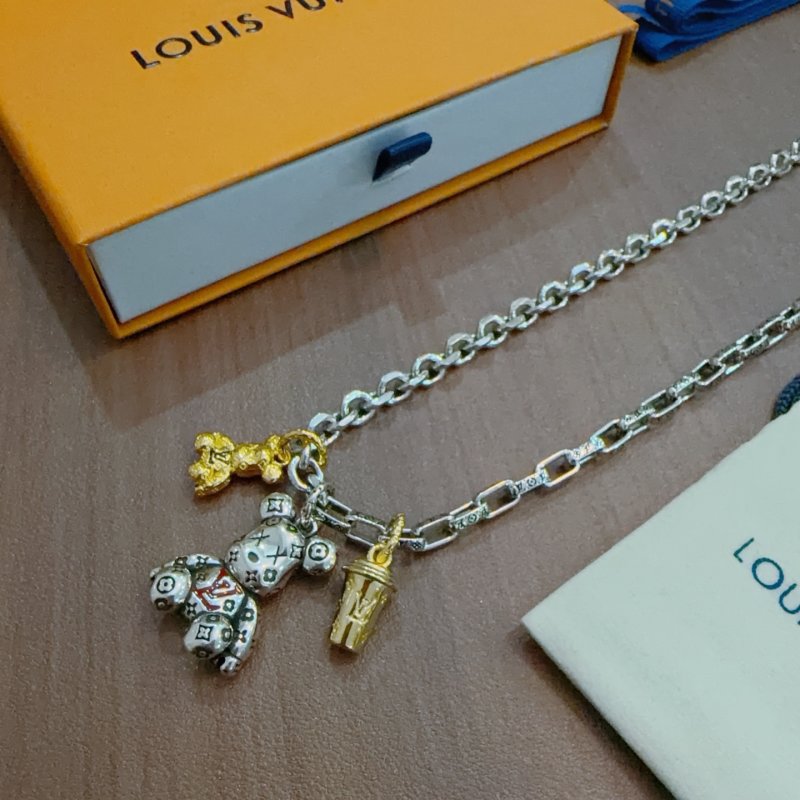Louis Vuitton LV Silver Chain Necklace Replica - 60cm Adjustable Length view