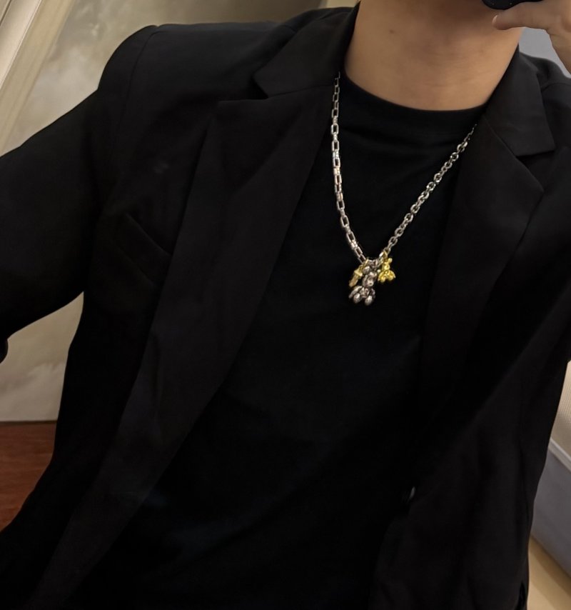 Louis Vuitton LV Silver Chain Necklace Replica - 60cm Adjustable Length view