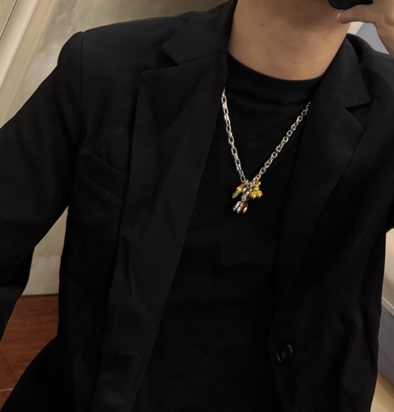 Louis Vuitton LV Silver Chain Necklace Replica - 60cm Adjustable Length view