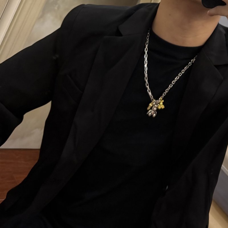 Louis Vuitton LV Silver Chain Necklace Replica - 60cm Adjustable Length view