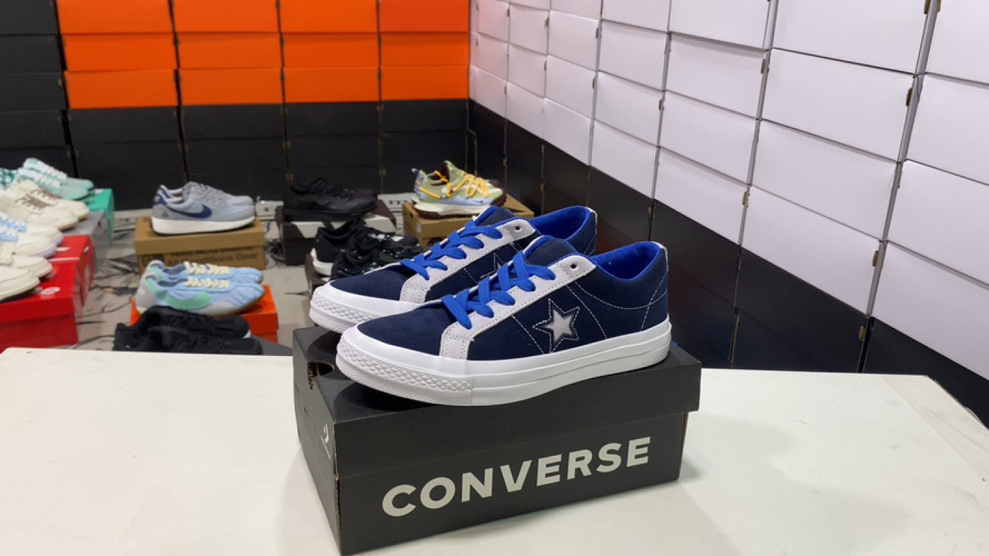 Converse One Star Suede Navy Blue White Skateboard Shoe
