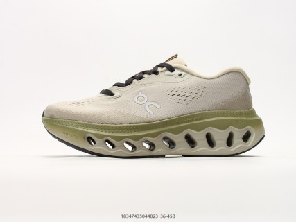 On Cloudmonster Cream Olive Running Shoe