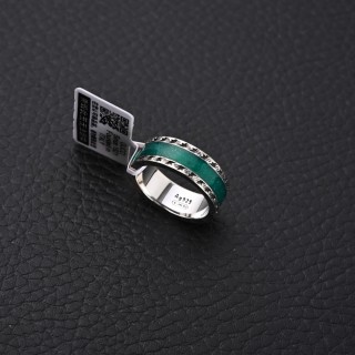 Gucci Double G Silver-Tone Ring with Green Enamel view 6