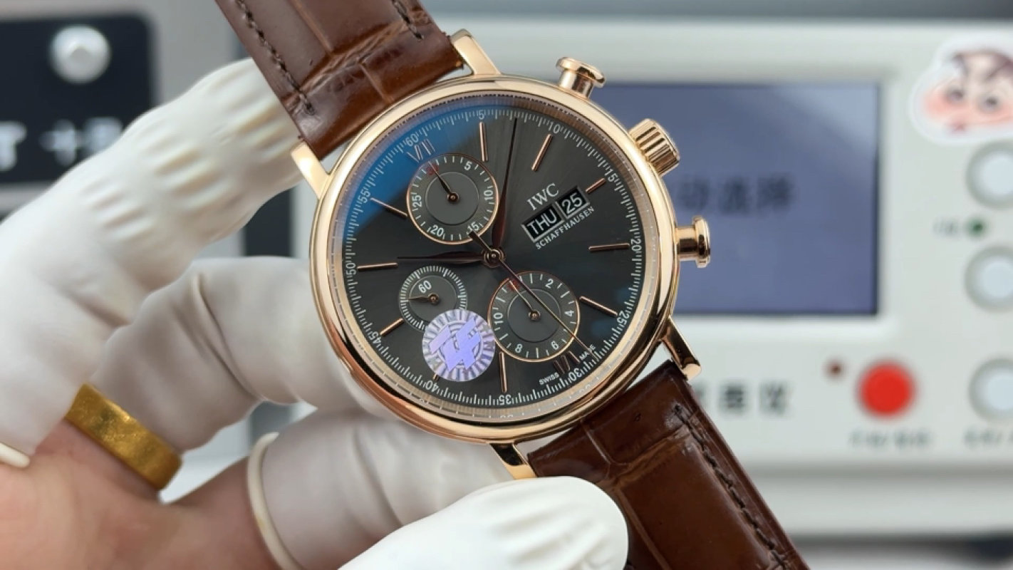 IWC Portofino Chronograph 42mm Rose Gold Black Dial Replica