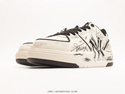 MLB Chunky Liner Low 'NY Yankees DIY Graffiti' White Black 1:1 Rep view 5