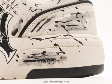 MLB Chunky Liner Low 'NY Yankees DIY Graffiti' White Black 1:1 Rep view 7