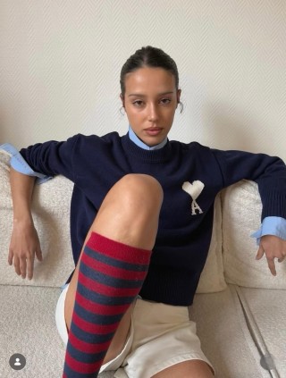 Ami Paris Heart Logo Crewneck Sweater Navy view 8