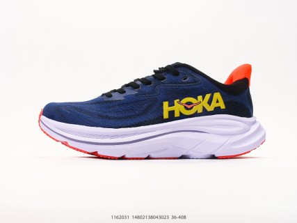 Hoka One One Clifton 10 Navy Yellow Coral Running Shoe