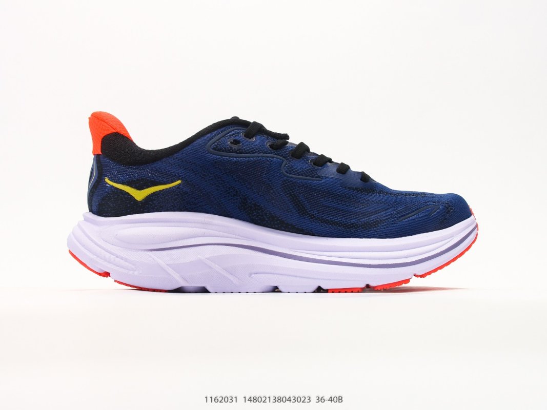 Hoka One One Clifton 10 Navy Yellow Coral Running Shoe view