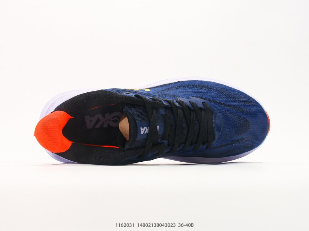 Hoka One One Clifton 10 Navy Yellow Coral Running Shoe view