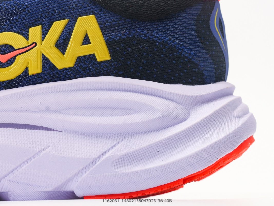 Hoka One One Clifton 10 Navy Yellow Coral Running Shoe view