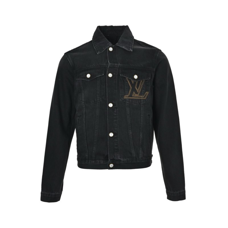 Louis Vuitton 24FW Embroidered Logo Black Denim Jacket
