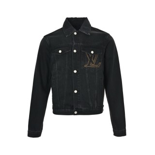 Louis Vuitton 24FW Embroidered Logo Black Denim Jacket