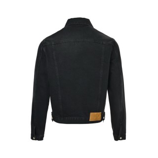 Louis Vuitton 24FW Embroidered Logo Black Denim Jacket view 3
