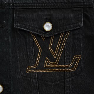 Louis Vuitton 24FW Embroidered Logo Black Denim Jacket view 8