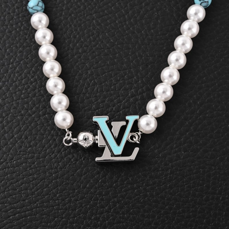 Louis Vuitton Turquoise Rodeo Beaded Bracelet - White & Blue Pearl view