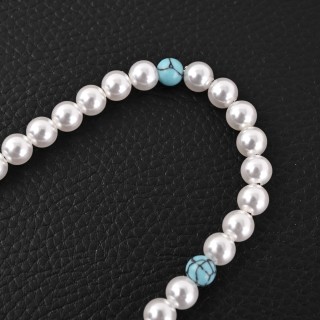 Louis Vuitton Turquoise Rodeo Beaded Bracelet - White & Blue Pearl view 4