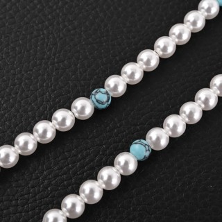 Louis Vuitton Turquoise Rodeo Beaded Bracelet - White & Blue Pearl view 5