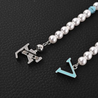 Louis Vuitton Turquoise Rodeo Beaded Bracelet - White & Blue Pearl view 6