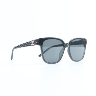 Chanel Square Sunglasses Black Grey Lens view 1