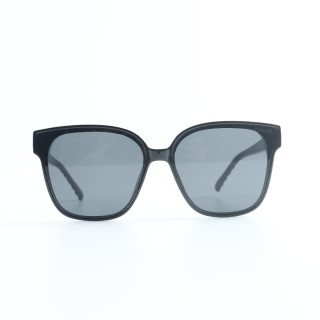 Chanel Square Sunglasses Black Grey Lens view 2